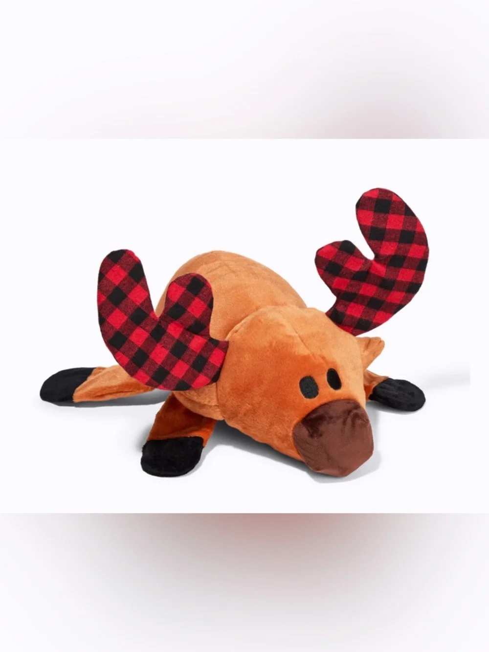 Bark Box XL Buffalo plaid blitzen moose dog toy NEW